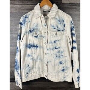 Black Tape Brand White Blue Tie‎ Dye Jean Denim Jacket Women’s Small
